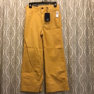 Yellow wide leg crop pants, GAP, size 4